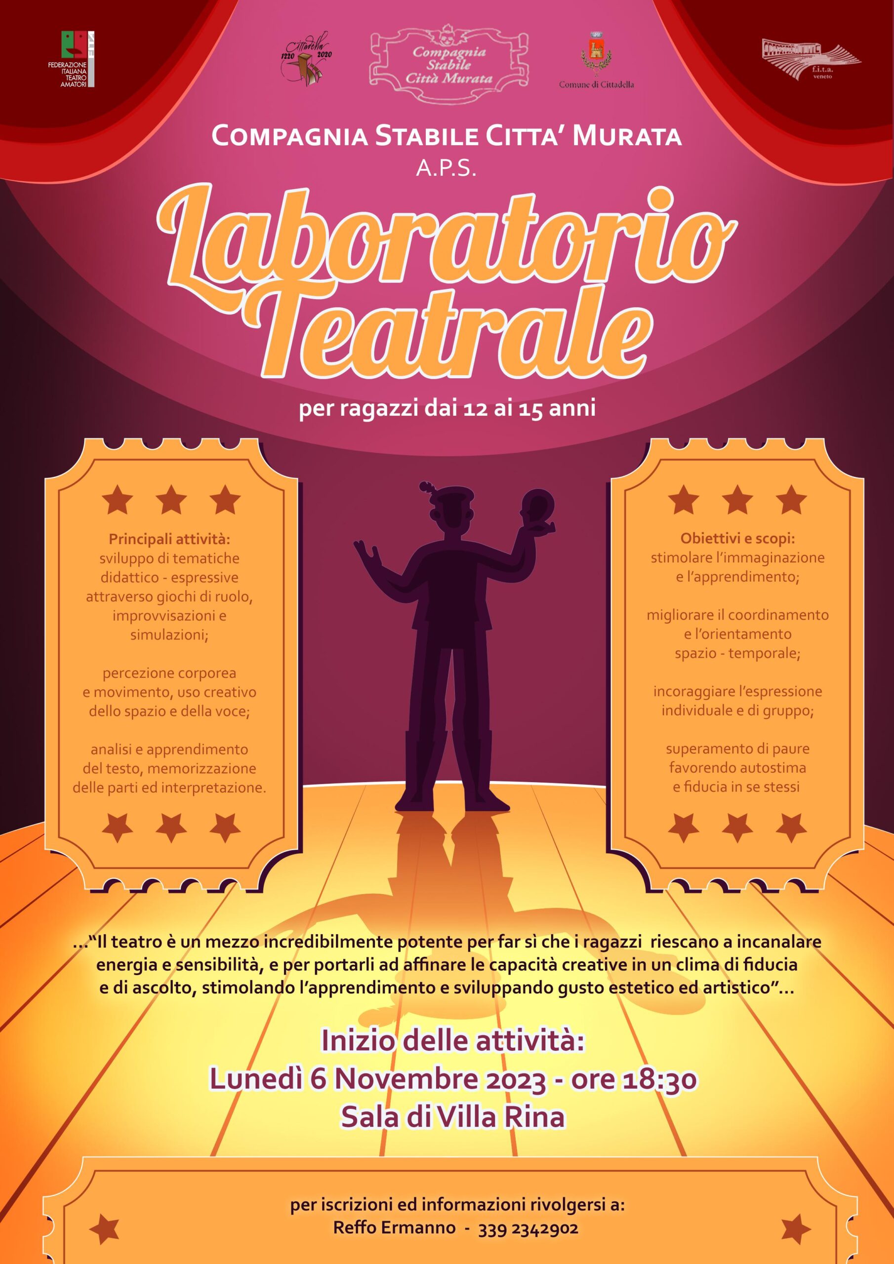 Manifesto Laboratorio teatrale a cura della Compagnia Stabile Città Murata